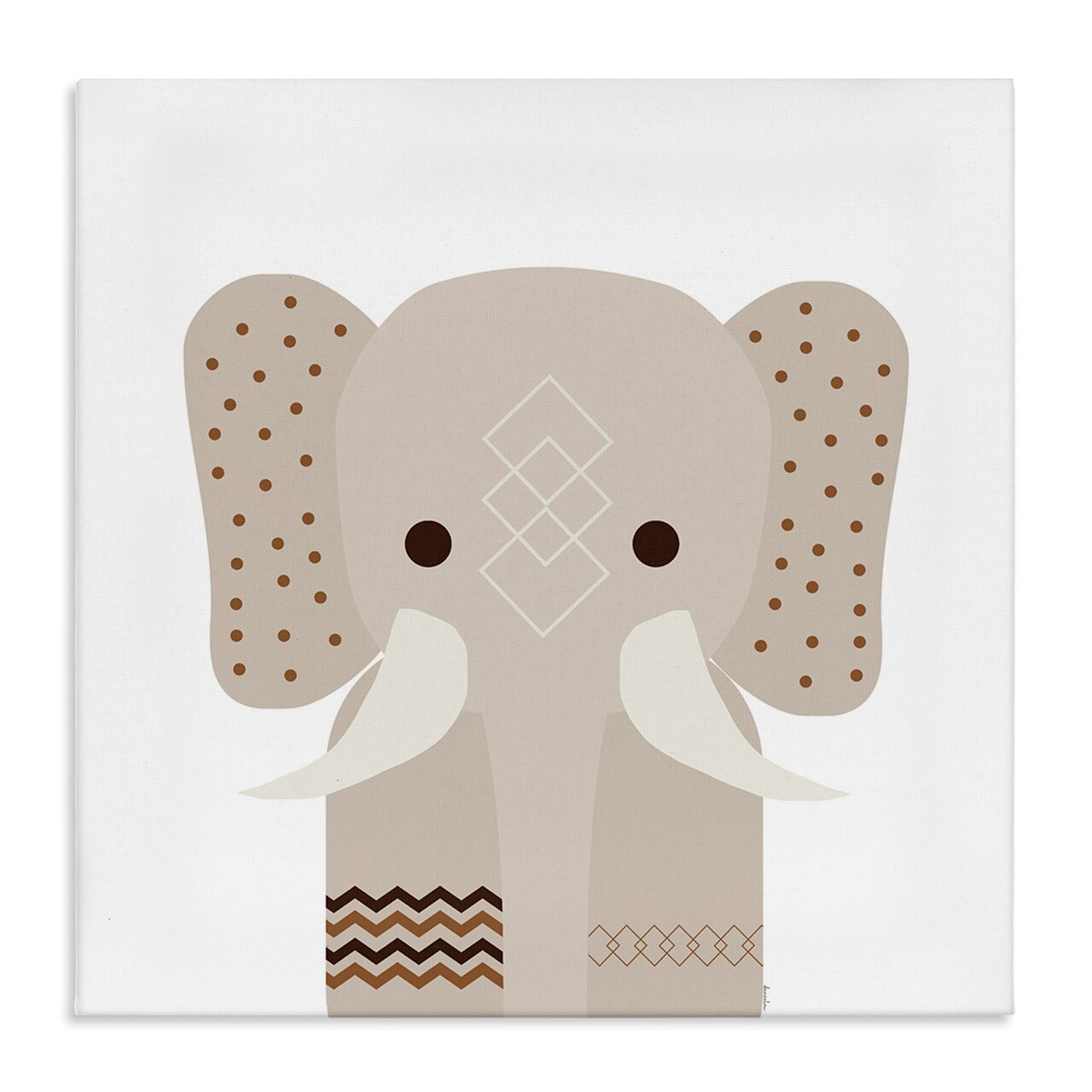 Stupell Industries Neutral Tone Elephant Canvas Wall Art Design by Daniela Santiago